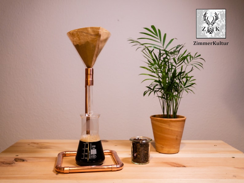 Coffee maker, Alchemist Coffee / Large funnel 120 mm / Pour Over / Copper and glass / handmade image 3