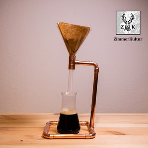 Coffee maker, Alchemist Coffee / Large funnel 120 mm / Pour Over / Copper and glass / handmade image 5