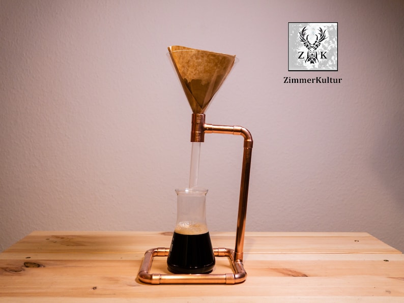 Coffee maker, Alchemist Coffee / Large funnel 120 mm / Pour Over / Copper and glass / handmade image 5