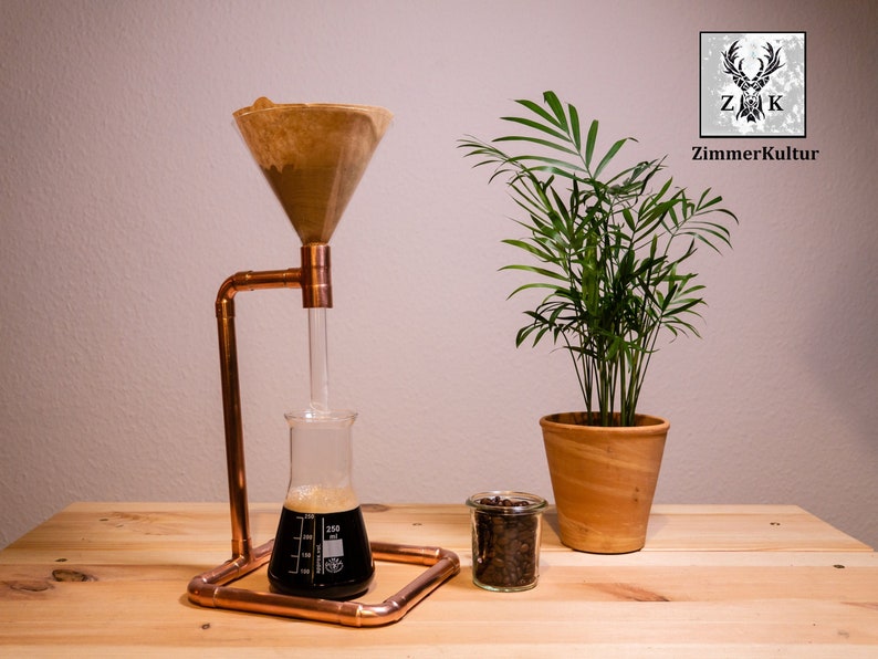 Coffee maker, Alchemist Coffee / Large funnel 120 mm / Pour Over / Copper and glass / handmade image 1