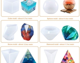 Crafting Home Decoration or Gift 5 Pack Pyramid Resin Mould Set Resin Casting Mould Jewelry Making Chougui Silicone Mold for Resin Clear Epoxy Resin Moulds for DIY Orgonite Pyramid