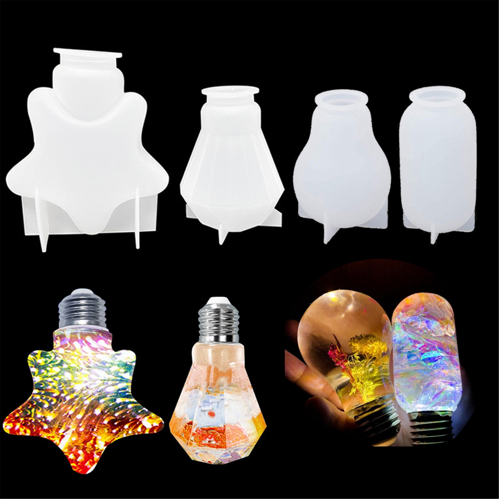 DIY Crystal Epoxy Resin Light Bulb Resin Molds Silicone Mold Etsy