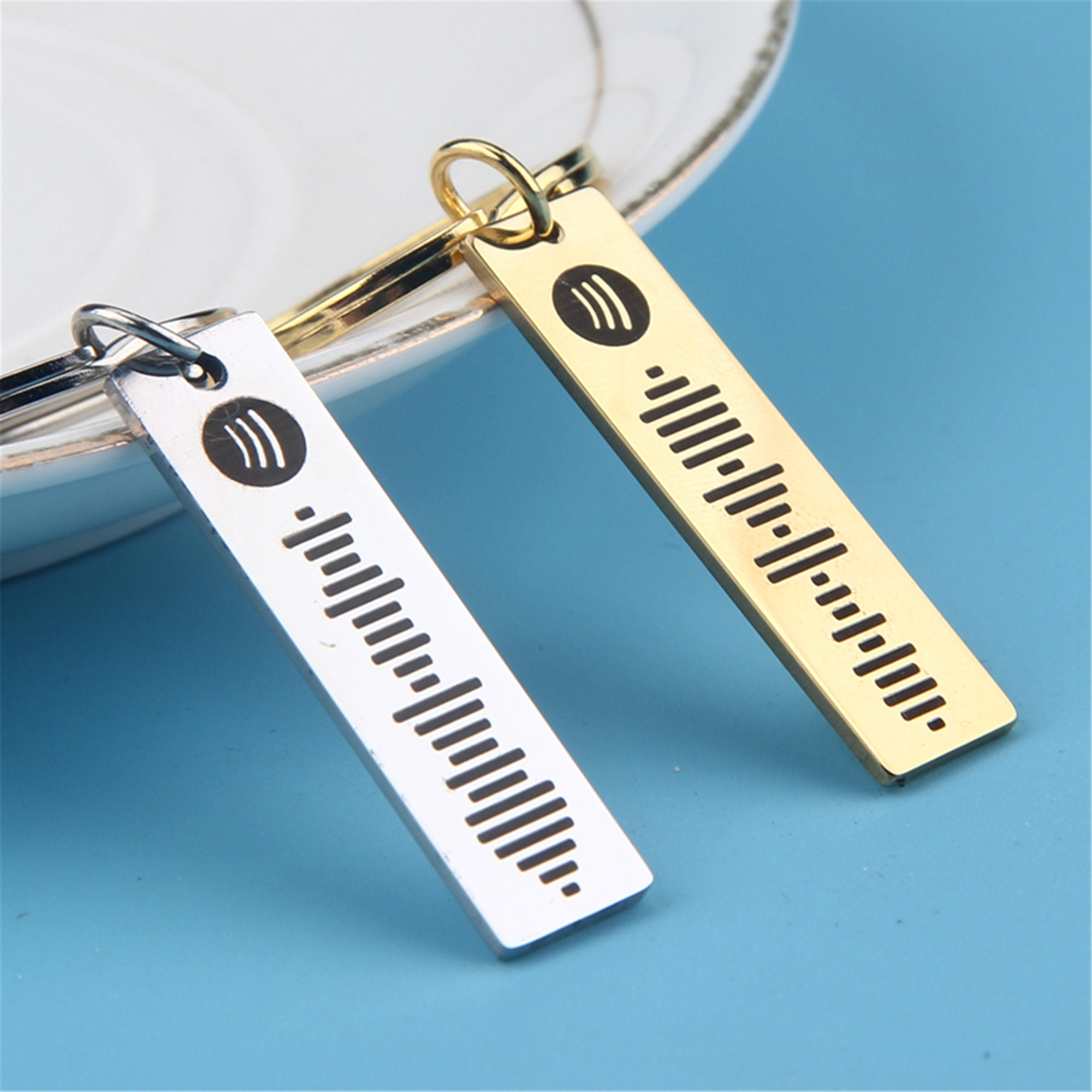 Personalized music spotify scan code keychain for women men etsy