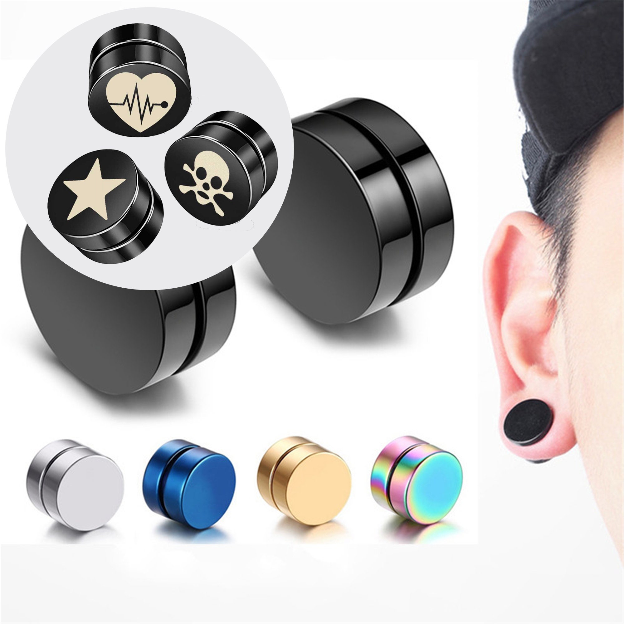 10Pcs 10MM Stainless Steel No Piercing Fake Gauges Etsy