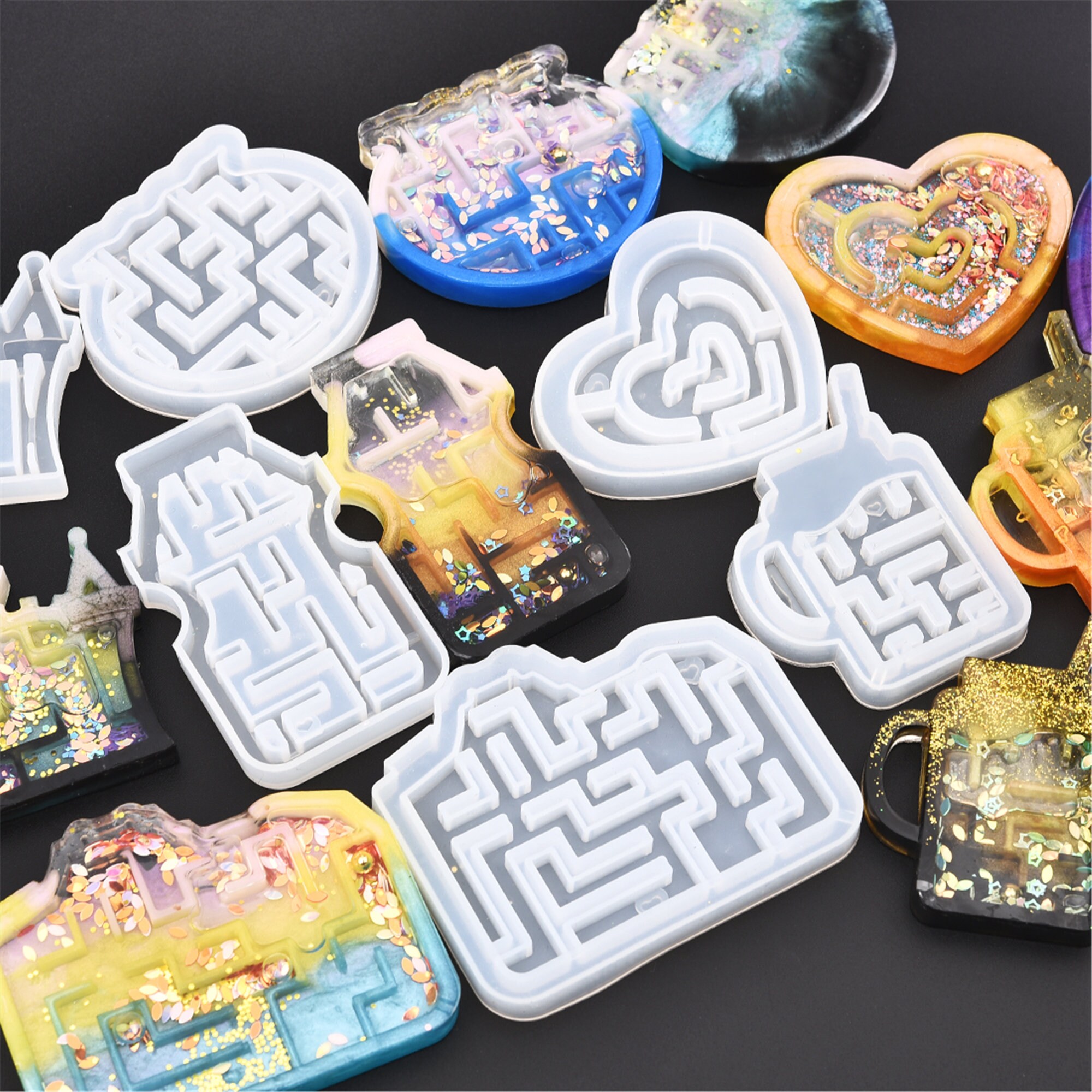 Quicksand Maze Silicone Mold Shaker Molds Milk Bottle Heart Etsy