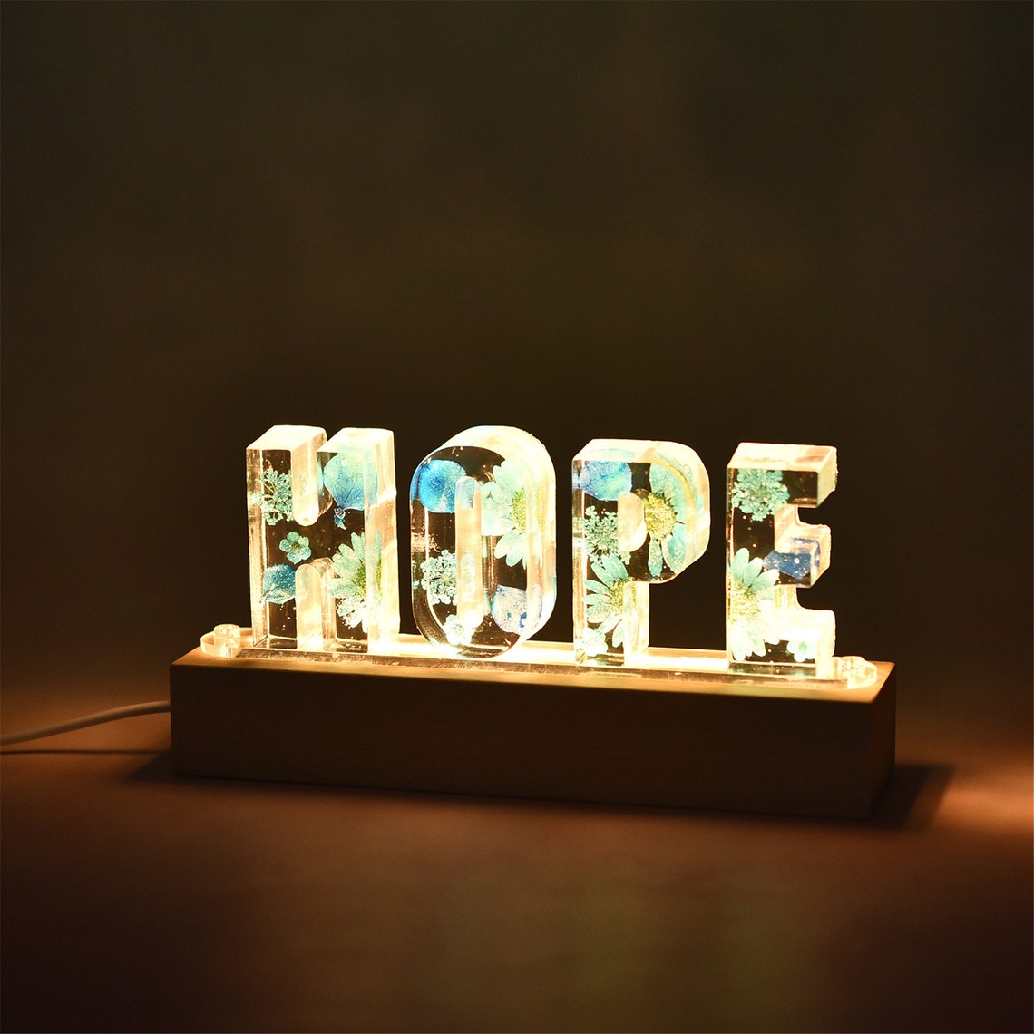 Personalized Flower Resin Letter Lights DIY Handmade Custom Etsy