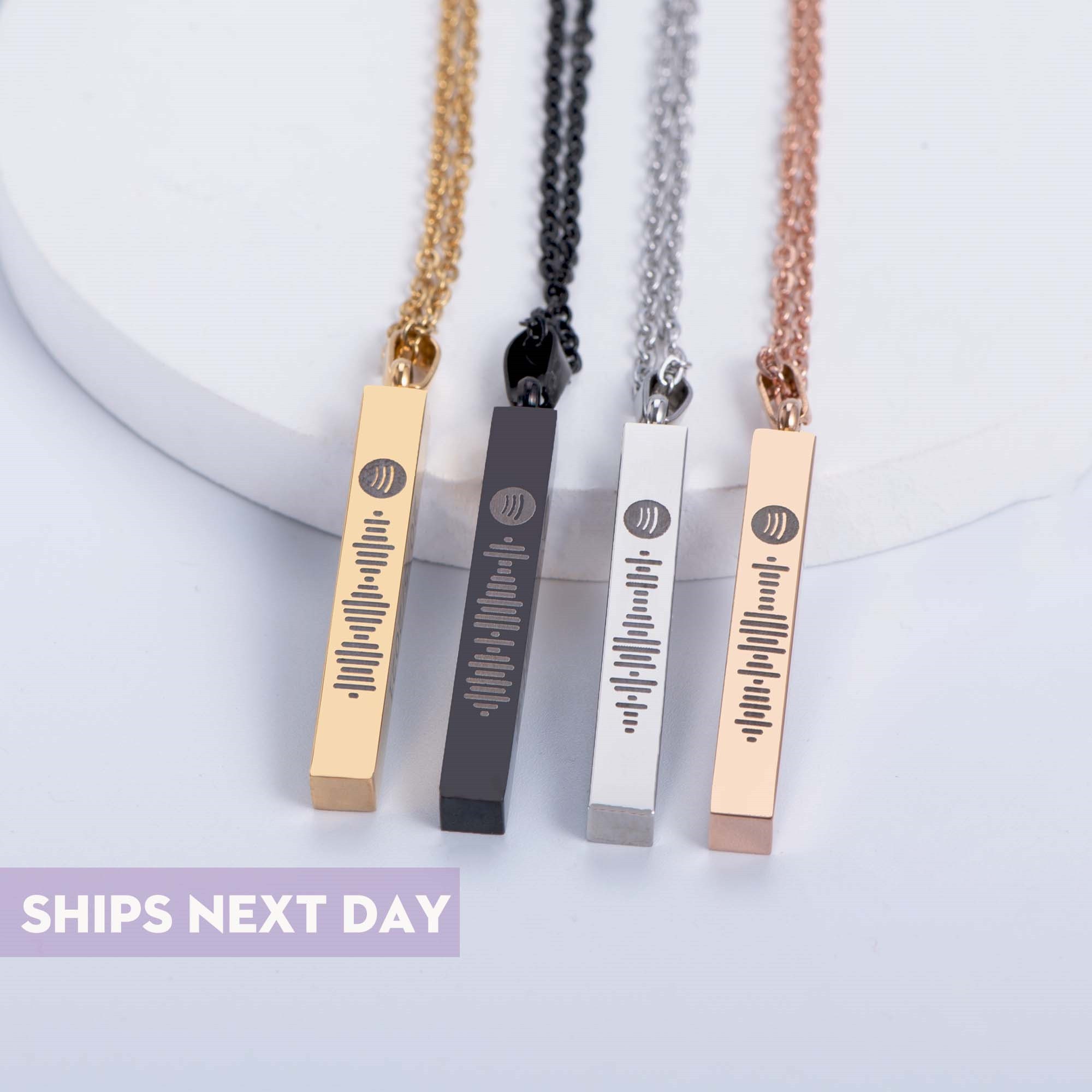 Personalized Music Scan Code Necklace For Women Men Stainless Steel N…