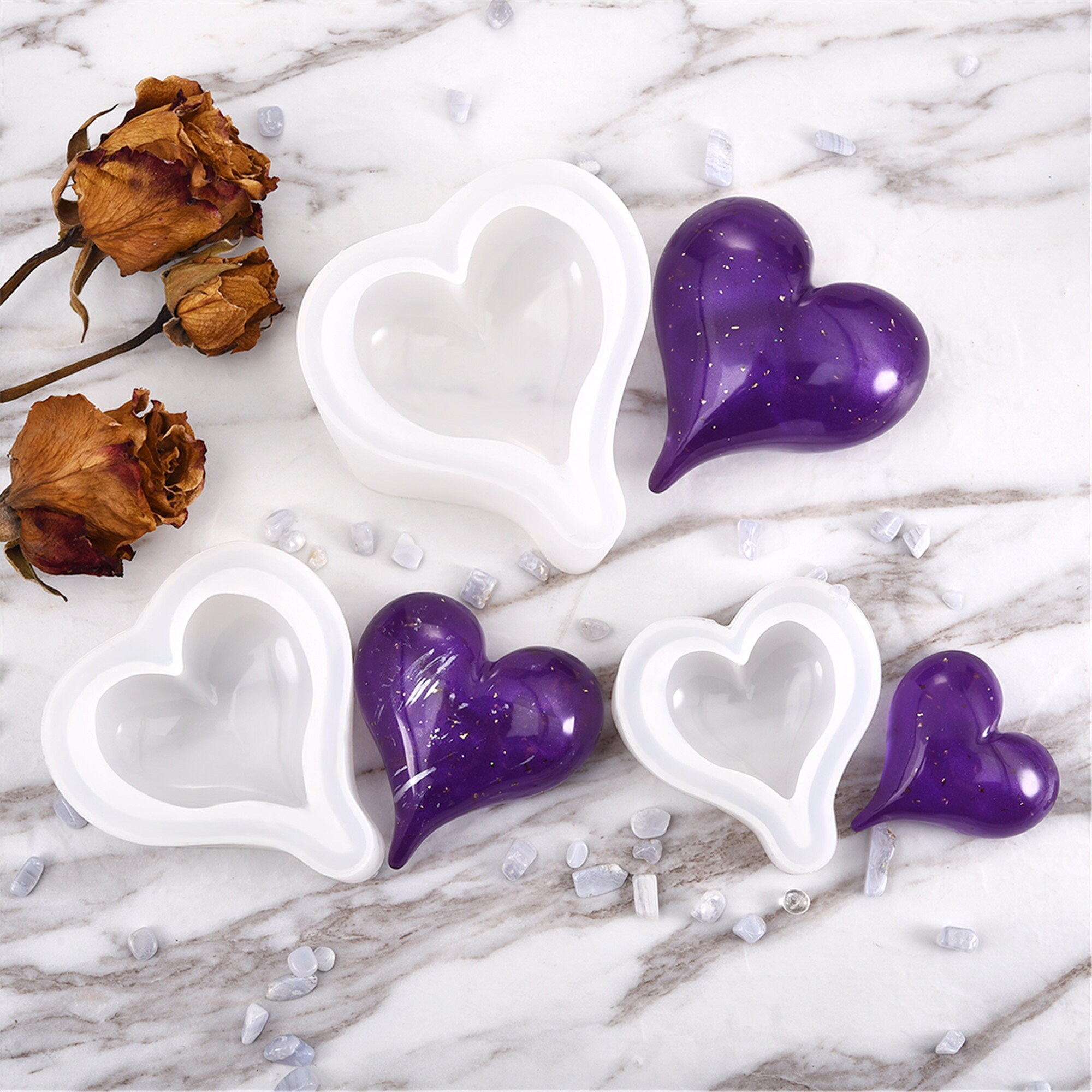 Heart Shape Resin Silicone Mold For Jewelry Making Epoxy UV Etsy