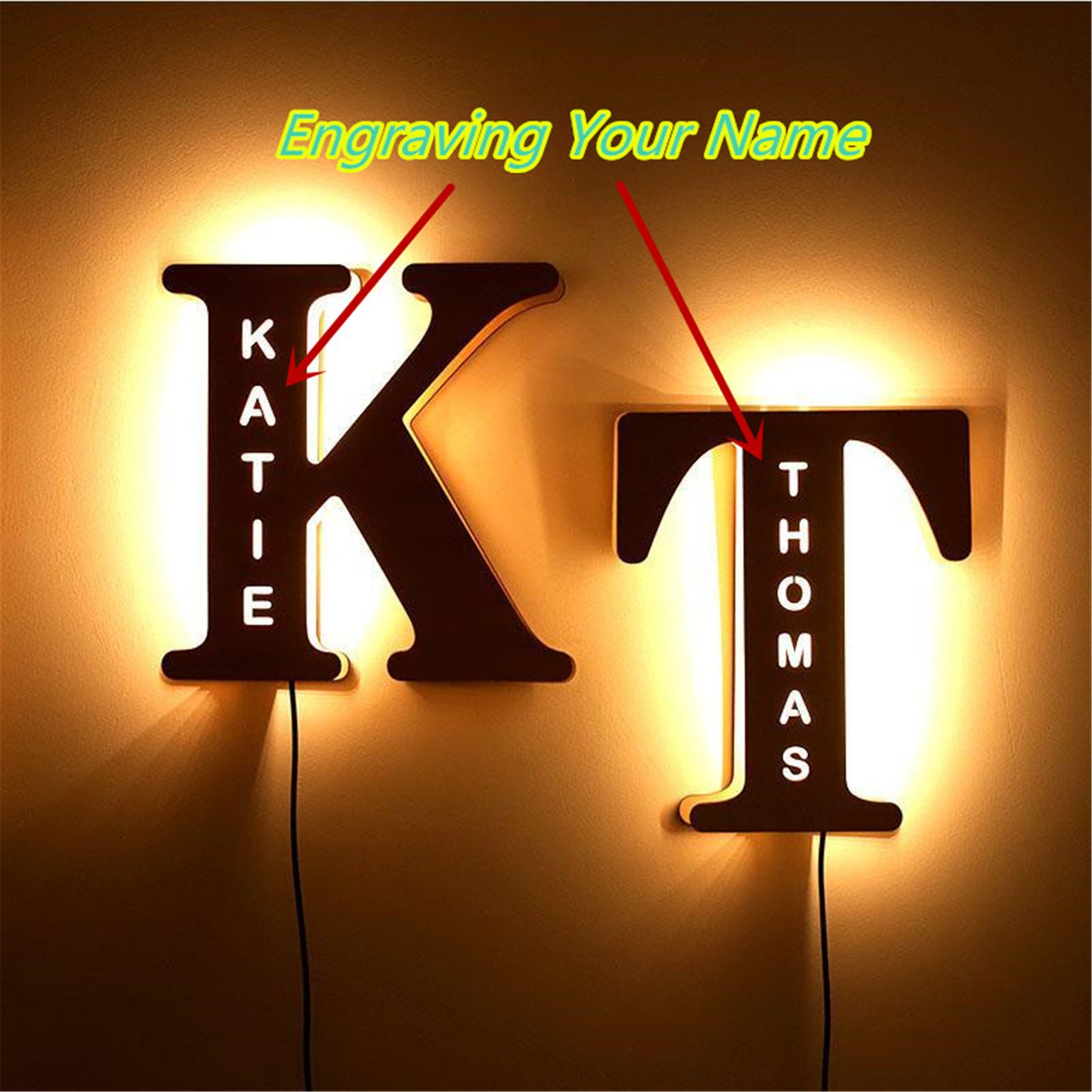 Custom Alphabet Name Light Wall Decor LED Night Light Name Etsy