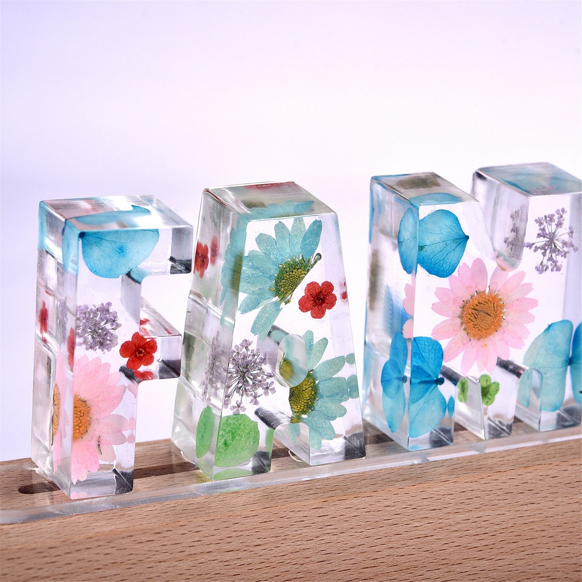 Personalized Flower Resin Letter Lights DIY Handmade Custom Etsy