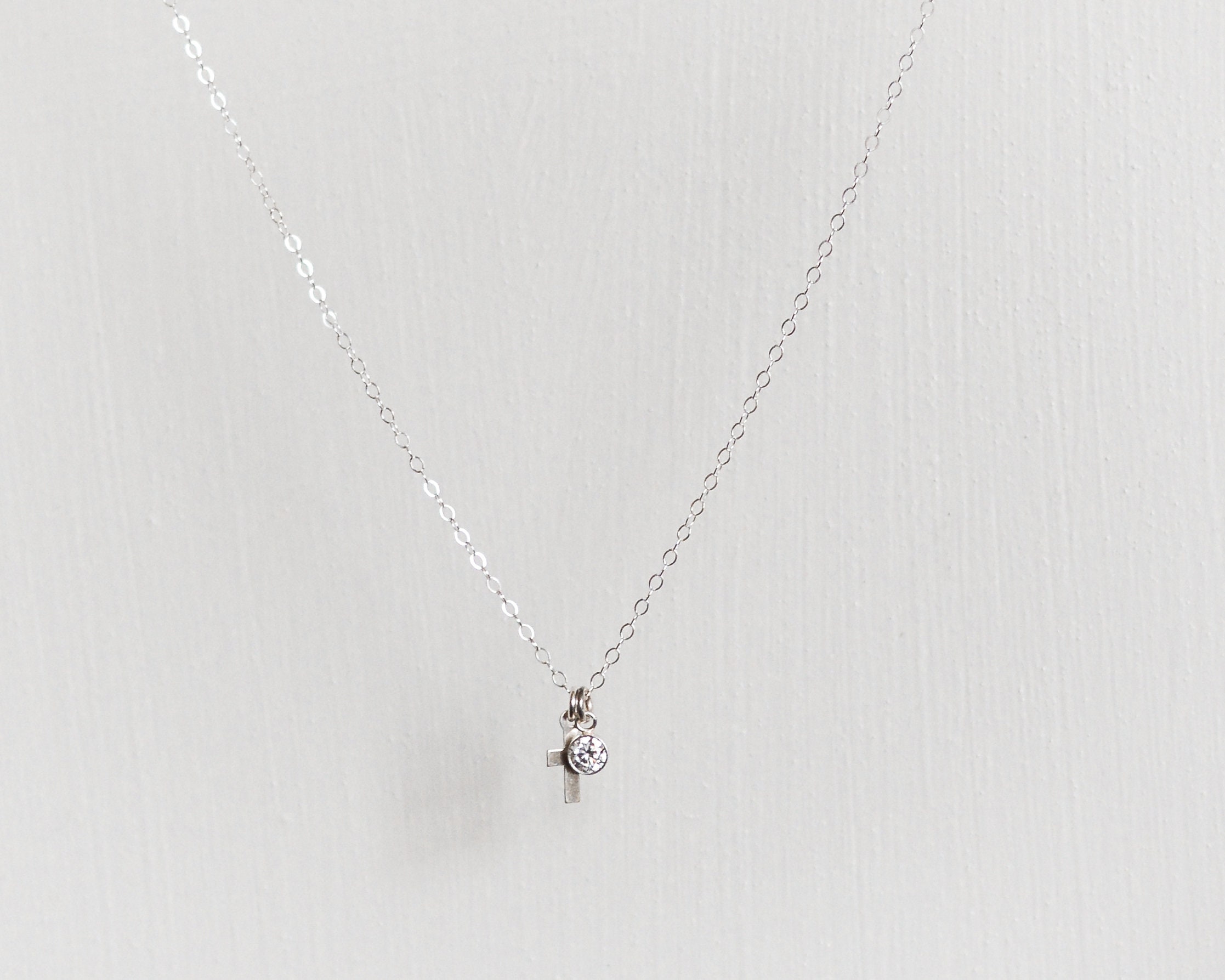 Silver Cross and Star Necklace. Dainty Sterling Silver Cross - Etsy UK
