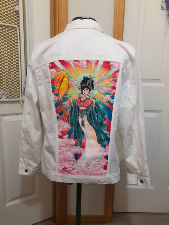 painted white denim jacket