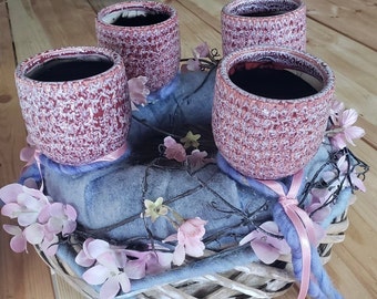 Sommer Kranz Tischkranz blau rosa CottageLandhaus Kirschblüte