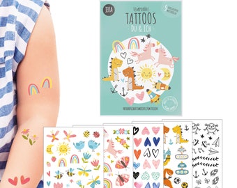 Süßes Kindertattoo-Set Motiv: Du & Ich, Vegan, 5 Bögen Tattoos für Kinder, Mitgebsel Kindergeburtstag, Kleinigkeit für Kinder, Mal Mich Bunt