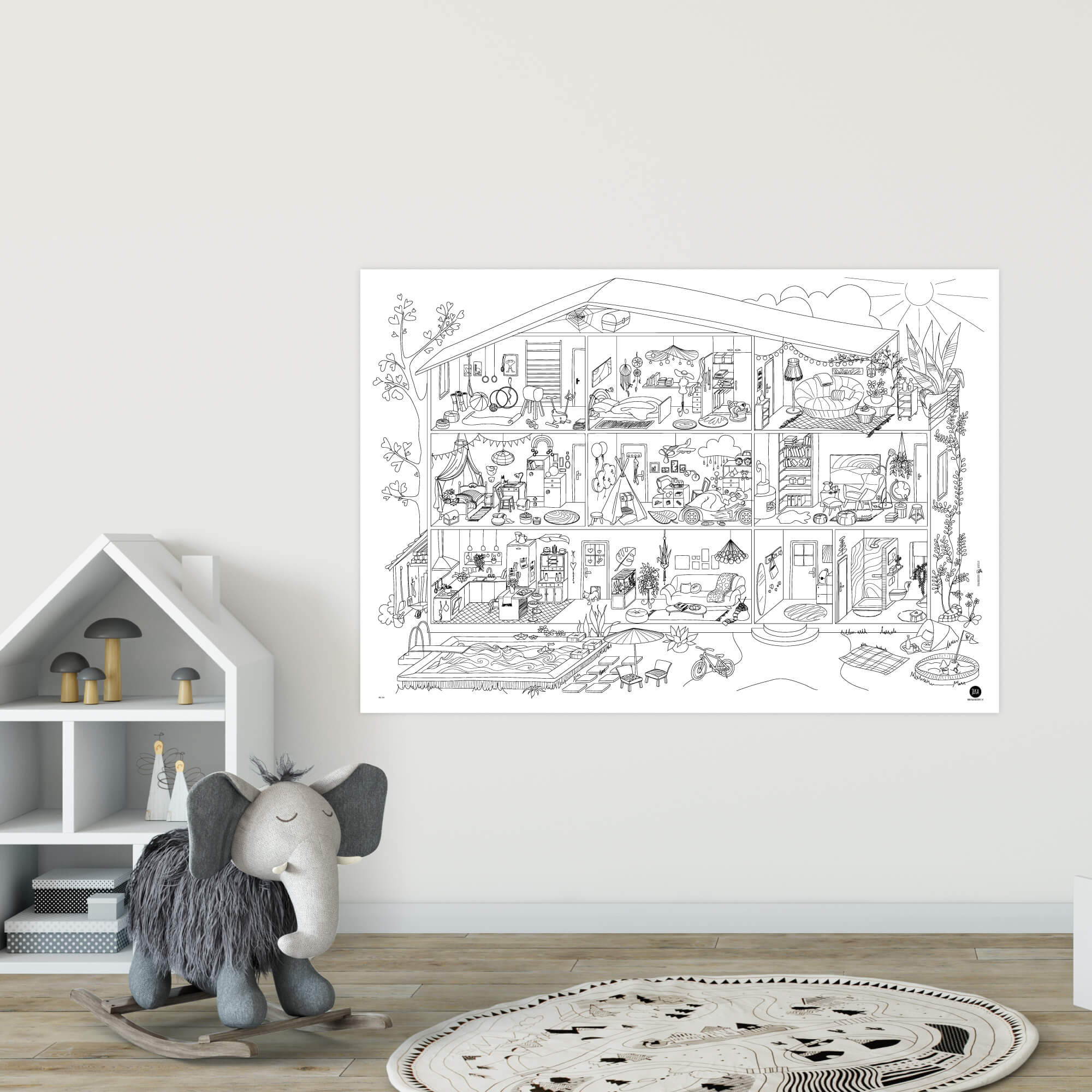 Puppenhaus Zum Ausmalen Ausmalposter Kinder Poster - Etsy New Zealand