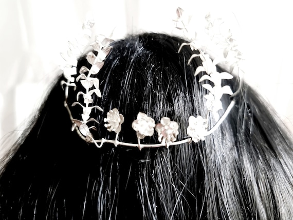 Antique bridal jewelry diadem tiara, filigree old… - image 1