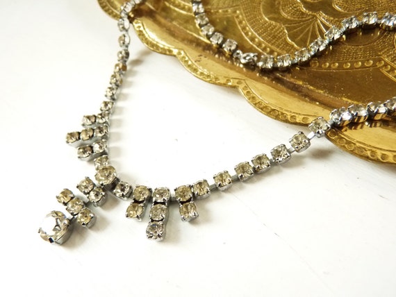 Vintage Pin-Up Glamour Rhinestone Necklace, Glittering Ball Night