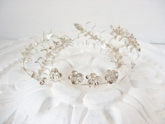 Antique bridal jewelry diadem tiara, filigree old… - image 8