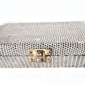 Caixa vintage de pele de cobra falsa de réptil, caixa de joias de veludo vermelho Art Déco dos anos 50, embalagem para presente de Natal, colar e pulseira de joias