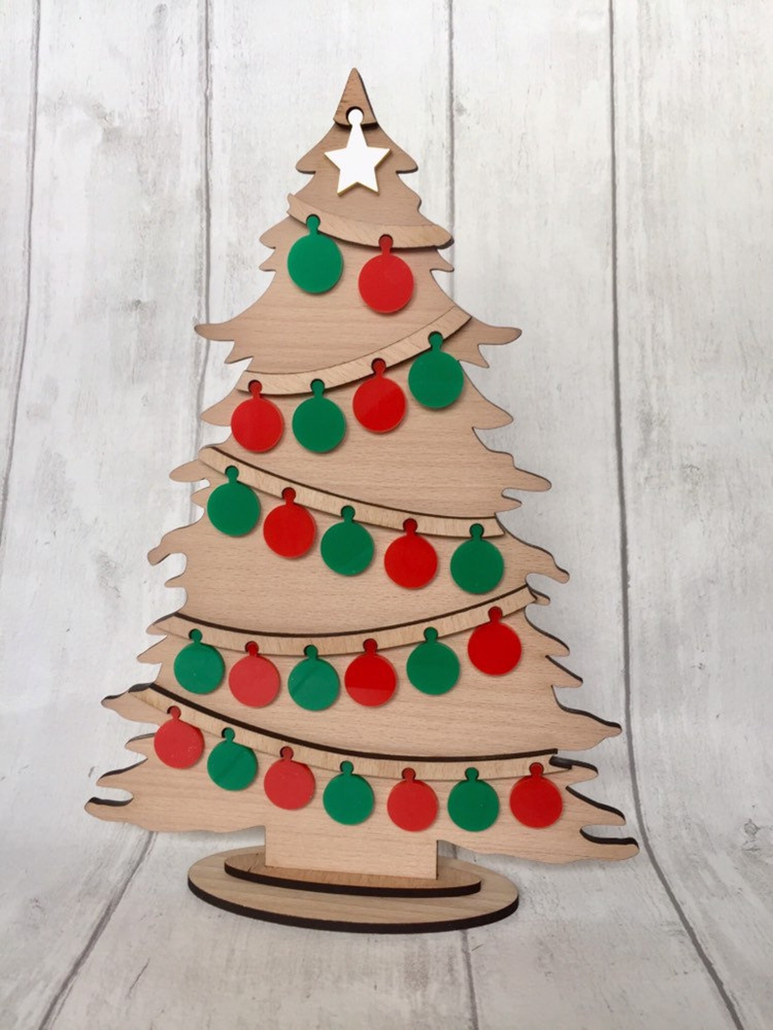 Wooden Advent calendar Christmas tree tokens personalised Etsy