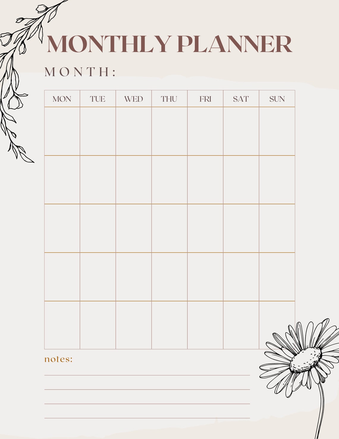 Simple Daily Weekly & Monthly Planner Etsy France