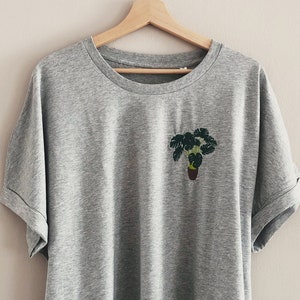 Embroidered T-shirt with Monstera