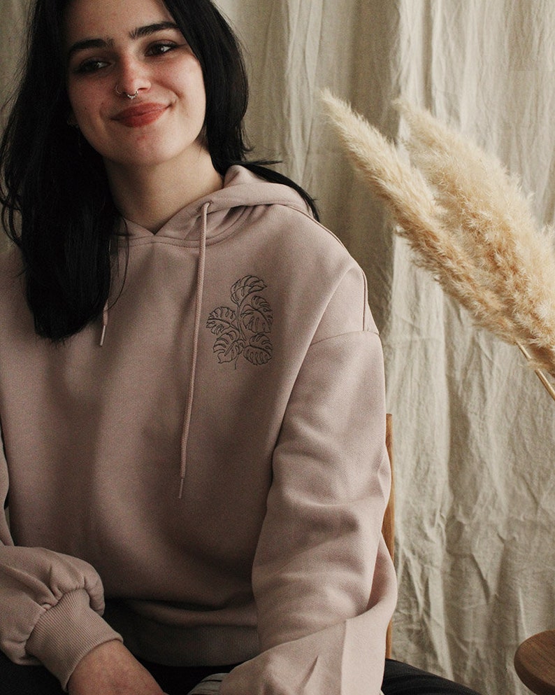 Oversized Hoody mit Monstera Stickerei Bild 1