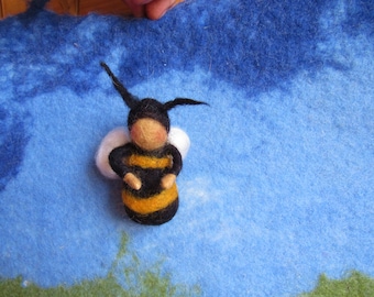 Waldorf felted bee,gnome dwarf,flower child,