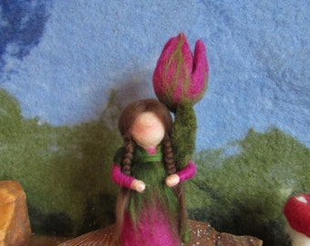 Waldorf felted spring, tulip, flower child, seasons,