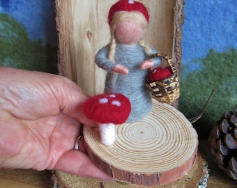 Waldorf felted autumn, gnome child, mushroom, elf, fairy,