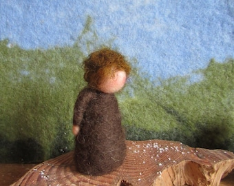Waldorf felted root child, gnome, elf, fairy,