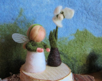 Waldorf felted winter, snowdrop, Montessori, gnome, elf, fairy, flower child,