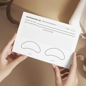 Cartão de registro do Lash Map | Folha de registro do cliente de extensão de cílios | Download digital