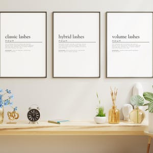 Lash Extension Poster Set | Classic, Hybrid, Volume Lashes | Lash Room Wall Art | Digital Download