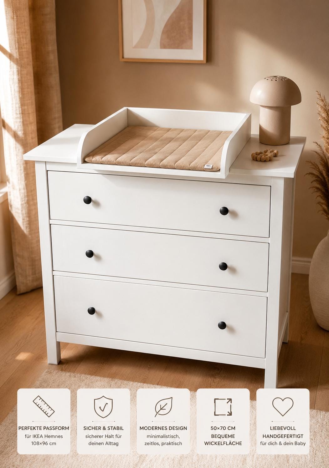 Changing Table Topper for IKEA Hemnes 108x96 Cm | Center | 50x70