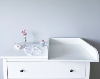 White changing table topper compatible with Hemnes 108×96 cm, lying surface 50×70 cm, right side