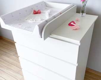 Wickelaufsatz for IKEA Malm 80x100 cm LINKS | 50x70 cm Liegefläche | Wickelaufsatz Kommode Malm