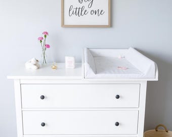 White changing table topper for dresser – handmade & custom made, right position, 50 × 70 cm, compatible with Hemnes 108 × 96 cm