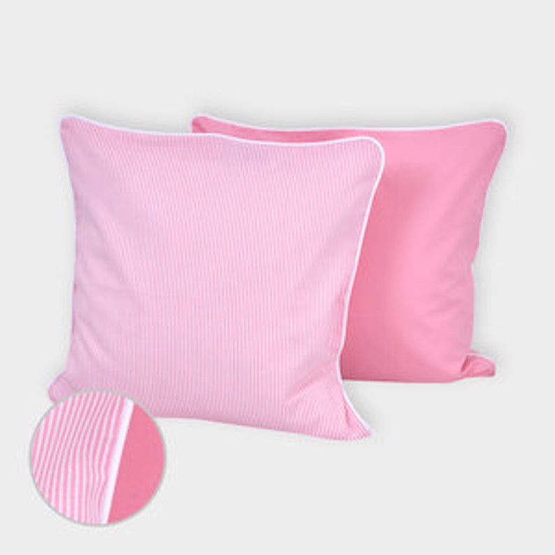 Kissenbezug. PILLOWCASES smooth pink stripes image 1