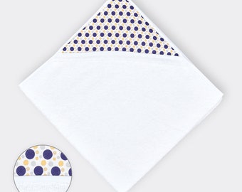 Capucinhandtuch. BATH TOWEL Roues jaunes bleu foncé