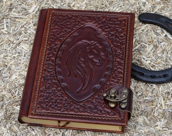 Diary lined, poetry album, rider diary, leather book, "Horse", gift for riders