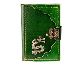 Diary lined, leather book, available in 3 colours, 'Dragon'