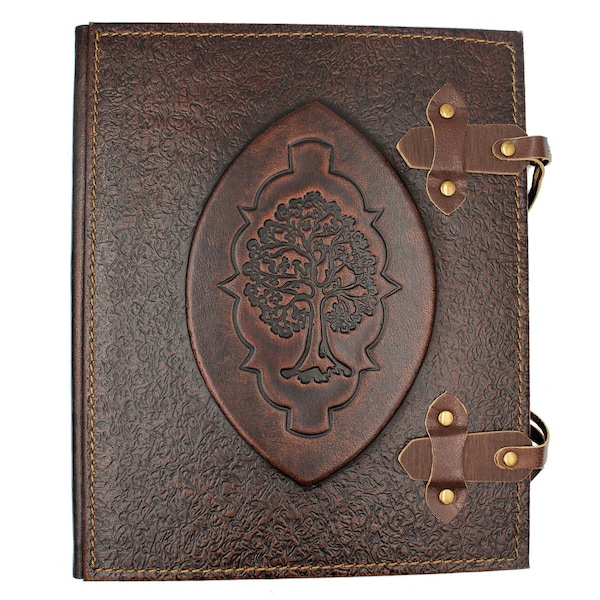 Photo album wedding, leather, real handwork, photo book, slip-in album, 'Tree of Life'