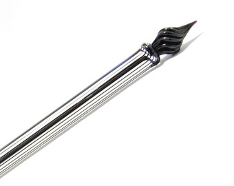 Glass pen with black stripes and black tip | handwork | Venetian feather | With repair guarantee! | pen