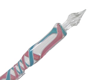 Glass pen "Ars Vitri" rose - turquoise | For ink and Indian ink | Our craftsmanship - with repair guarantee! | Venetian feather