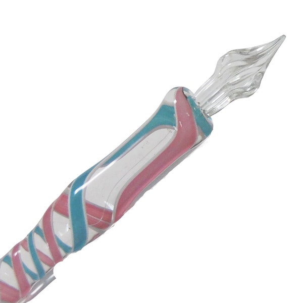 Glass pen "Ars Vitri" rose - turquoise | For ink and Indian ink | Our craftsmanship - with repair guarantee! | Venetian feather