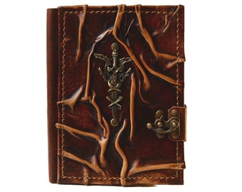 Notizbuch Leder, blanko, Tagebuch, in 3 Größen verfügbar, echte Handarbeit, "Excalibur"