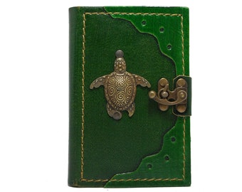 Diary lined, leather, notebook, 3 colors, 'Turtle'