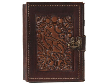 Cover for e-book reader, motif 'Wolf', Kindle, Tolino, e-book case, genuine leather, nostalgic protective cover
