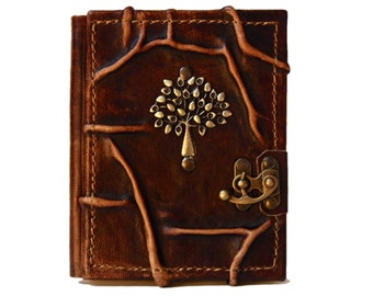 Notebook leather, blank, diary, 'little tree'